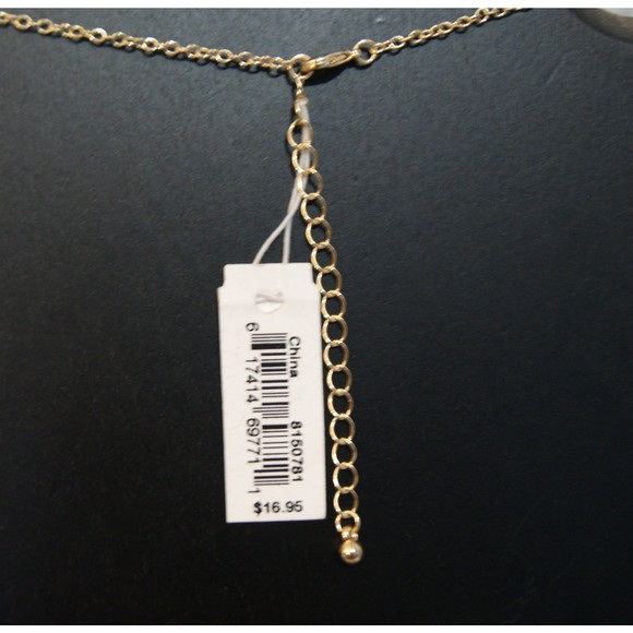 NWT Stone Circle Necklace Periwinkle by Barlow Gold Tone Adjustable New Age - Picture 6 of 6